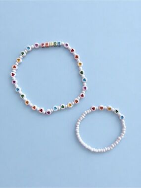 Rainbow Pride Beaded Anklet and Bracelet Matching Set